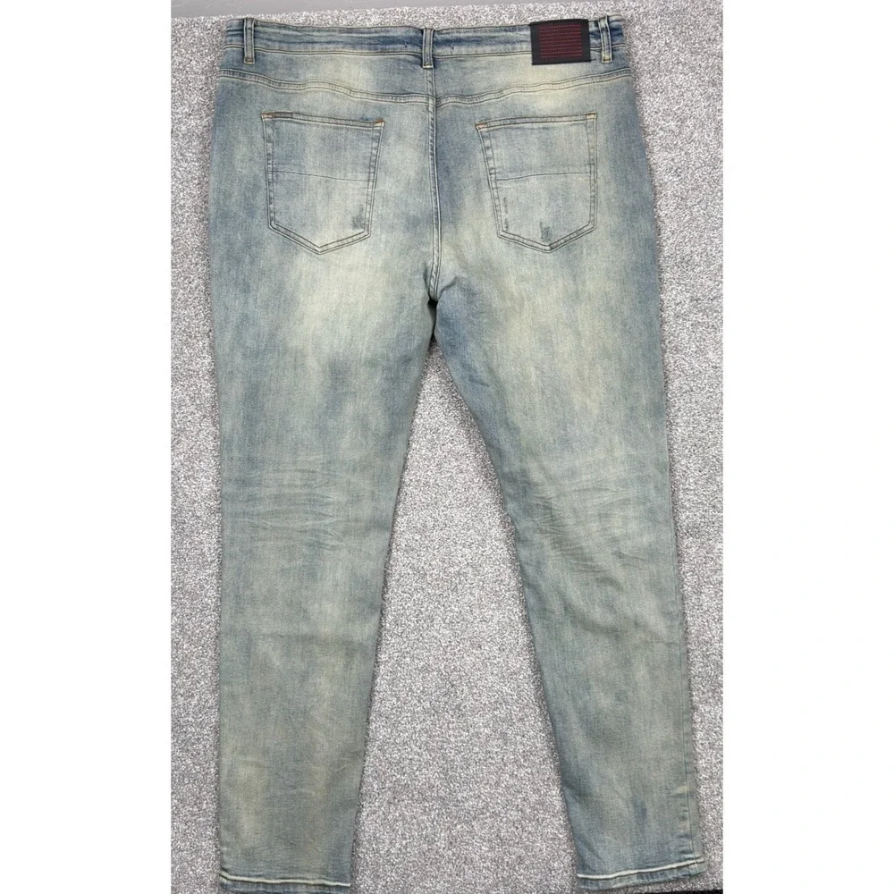SERENEDE Jeans Men's 44x34 Light Wash Stretch Skinny Denim